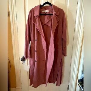 FREE PEOPLE oversized mauve pink Kelly trench coat XS/S fringe duster